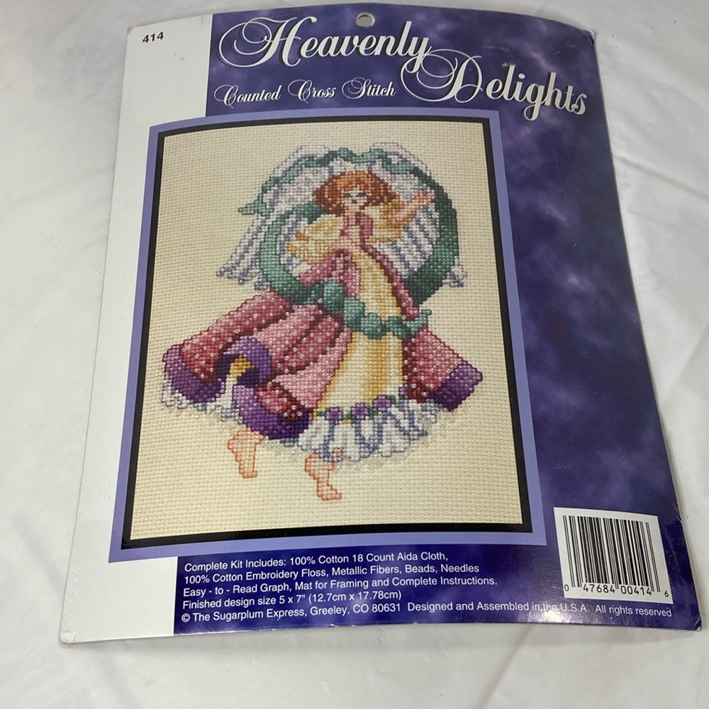 Heavenly Delights Counted Cross Stitch #414 Complete Kit Finished Design 5X7”New